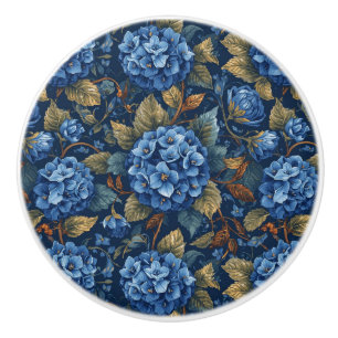 Bouton De Porte En Céramique Découpage à motif floral d'hortensia élégant délav