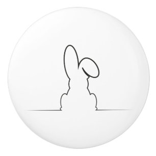 Bouton De Porte En Céramique Découpe d'un lièvre