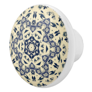 Bouton De Porte En Céramique Delft bleu chinois ~ Oiseaux & Abeilles ~ * ~
