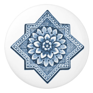 Bouton De Porte En Céramique Delft Blue China Look Floret décoratif