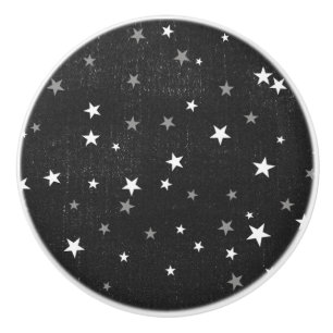 Bouton De Porte En Céramique Denim Noir Délavé Étoilé Distressé Grunge Cool