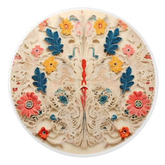 Bouton De Porte En Céramique Dentelle