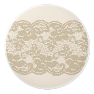 Bouton De Porte En Céramique Dentelle beige