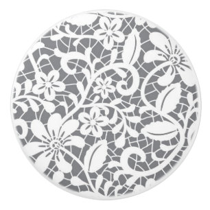Bouton De Porte En Céramique Dentelle blanche 1