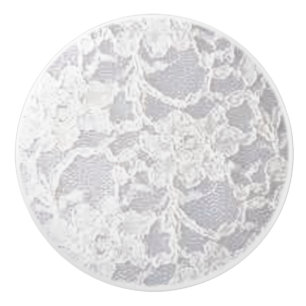 Bouton De Porte En Céramique Dentelle blanche vintage