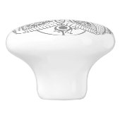 Bouton De Porte En Céramique Dentelle circulaire blanche et grise (Côté)