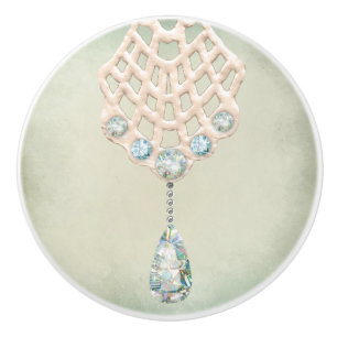 Bouton De Porte En Céramique dentelle vintage strass turquoise pendentif victor