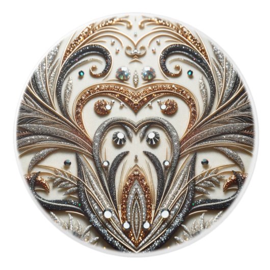 Bouton De Porte En Céramique Design baroque glamour avec Parties scintillant et (Devant)