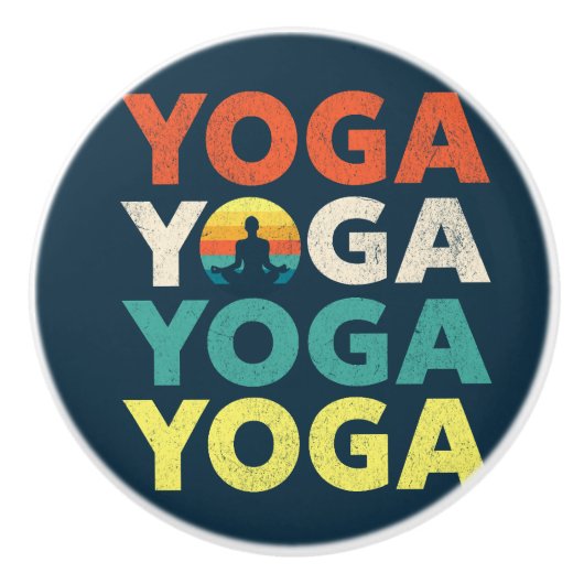 Bouton De Porte En Céramique Design de texte Yoga (Devant)