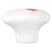 Bouton De Porte En Céramique Design floral rose fleuri (Côté)