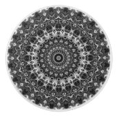 Bouton De Porte En Céramique Design géométrique Mandala noir et blanc (Devant)