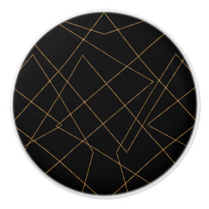 Bouton De Porte En Céramique Design géométrique moderne Gold & Black