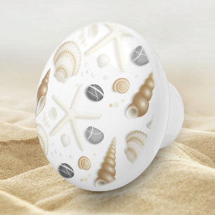 Bouton De Porte En Céramique Design Motif Beach Seashell