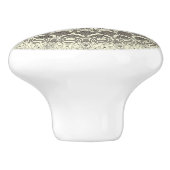 Bouton De Porte En Céramique Design Motif en mandala beige et taupe (Côté)