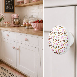 Bouton De Porte En Céramique Desserts à l'aquarelle 