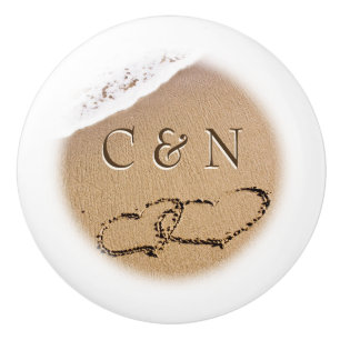 Bouton De Porte En Céramique Deux Hearts