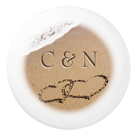 Bouton De Porte En Céramique Deux Hearts (Devant)