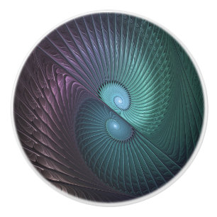 Bouton De Porte En Céramique Deux spirales colorées Art fractal abstrait modern