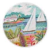 Bouton De Porte En Céramique Deux voiliers (Devant)