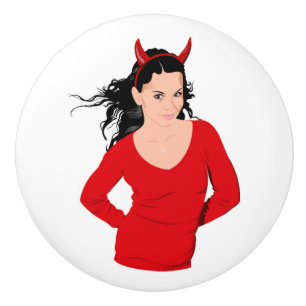 BOUTON DE PORTE EN CÉRAMIQUE DEVIL GIRL