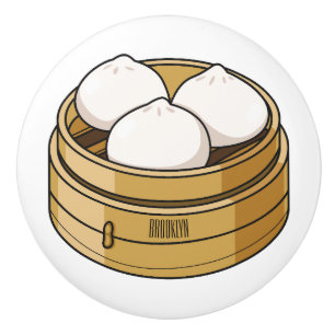 Bouton De Porte En Céramique Dim sum dessin animé