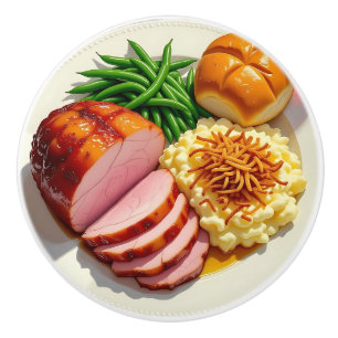 Bouton De Porte En Céramique Dîner jambon, haricots et pommes de terre