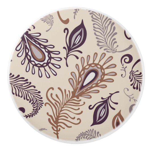 Bouton De Porte En Céramique Divers motif de plume (Devant)