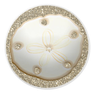 Bouton De Porte En Céramique Dollar de sable sur le sable de plage d'or brillan