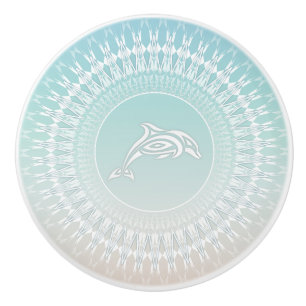 Bouton De Porte En Céramique Dolphin Beach Style Mandala