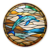 Bouton De Porte En Céramique Dolphin Faux Vitrail (Devant)