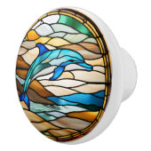 Bouton De Porte En Céramique Dolphin Faux Vitrail (Droite)
