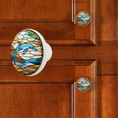 Bouton De Porte En Céramique Dolphin Faux Vitrail