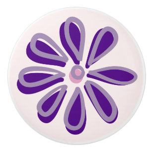 Bouton De Porte En Céramique Doodle à fleurs d'Indigo mignon