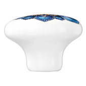 Bouton De Porte En Céramique Doodle bleu 3D Mandala (Côté)