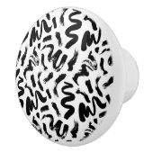 Bouton De Porte En Céramique "Doodles noirs" (Droite)