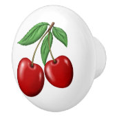 Bouton De Porte En Céramique Double Cerises rouges (Droite)