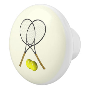 Bouton De Porte En Céramique Double Tennis Crème