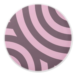 Bouton De Porte En Céramique Douce Lilac Motif de bandes géométriques courbes