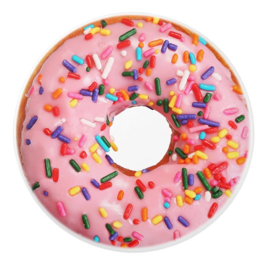 Bouton De Porte En Céramique Doughnut rose 2 molette (Devant)