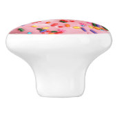 Bouton De Porte En Céramique Doughnut rose 2 molette (Côté)
