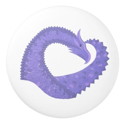 Bouton De Porte En Céramique Dragon de coeur périphérique sur blanc (Devant)