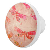 Bouton De Porte En Céramique Dragonflies Boho en rose (Droite)