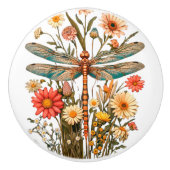Bouton De Porte En Céramique Dragonfly & Flowers Ceramic Knob (Devant)