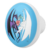 Bouton De Porte En Céramique Dragons Love Heart Blue (Droite)