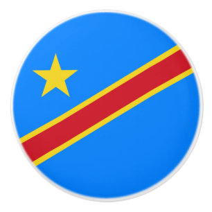 Bouton De Porte En Céramique Drapeau Congo Kinshasa