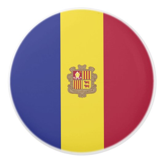 Bouton De Porte En Céramique drapeau d'Andorre (Devant)