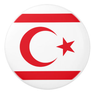 Bouton De Porte En Céramique Drapeau de Chypre du Nord