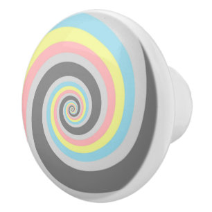 Bouton De Porte En Céramique Drapeau de fierté abstrait en spirale groovy tripa