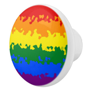 Bouton De Porte En Céramique Drapeau de fierté gay arc-en-ciel mosaïque abstrai