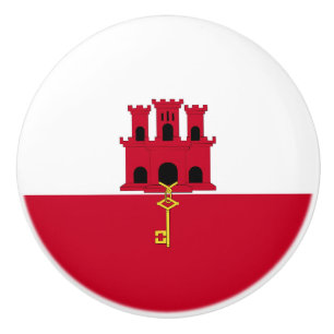 Bouton De Porte En Céramique Drapeau de Gibraltar